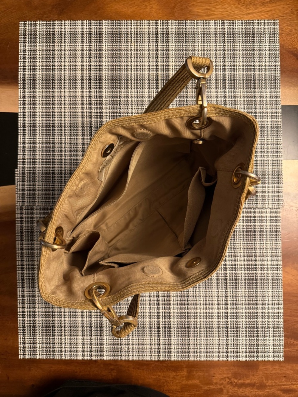 ERIC JAVITS Raffia Bucket Bag Neutral Straw Shoulder Tote - Picture 6 of 8